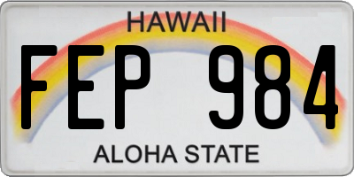 HI license plate FEP984
