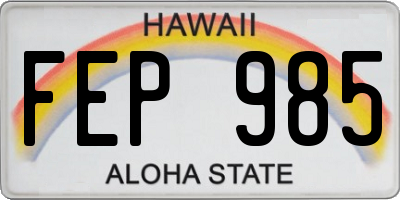 HI license plate FEP985