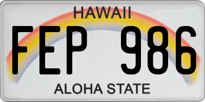 HI license plate FEP986
