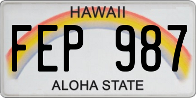 HI license plate FEP987