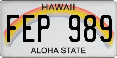 HI license plate FEP989
