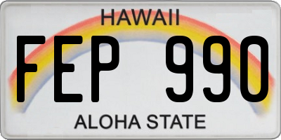 HI license plate FEP990