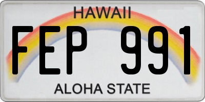 HI license plate FEP991