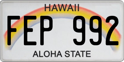 HI license plate FEP992