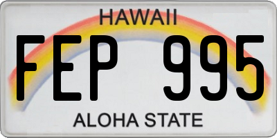 HI license plate FEP995