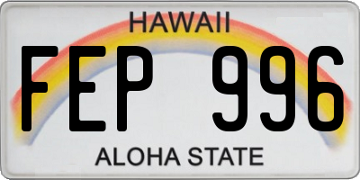 HI license plate FEP996