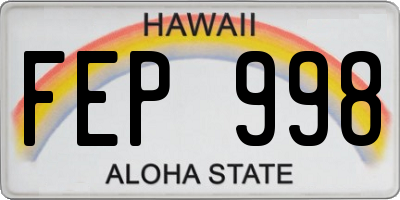 HI license plate FEP998
