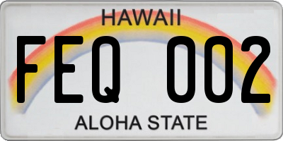 HI license plate FEQ002