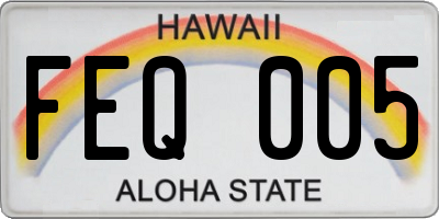 HI license plate FEQ005