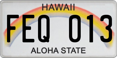 HI license plate FEQ013