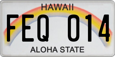 HI license plate FEQ014