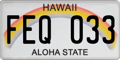 HI license plate FEQ033