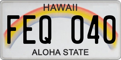 HI license plate FEQ040