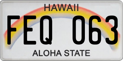 HI license plate FEQ063