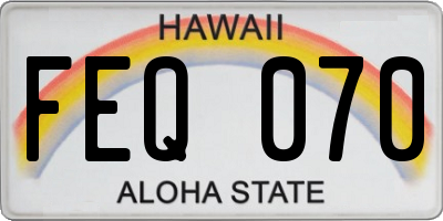 HI license plate FEQ070