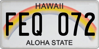 HI license plate FEQ072