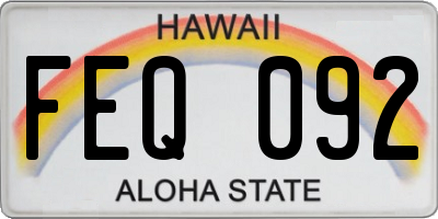 HI license plate FEQ092