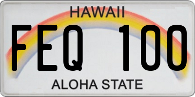 HI license plate FEQ100