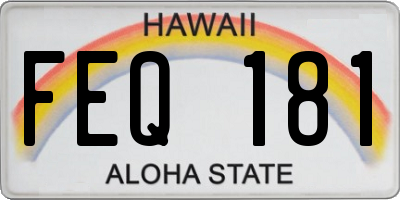 HI license plate FEQ181