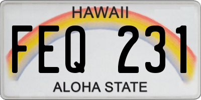 HI license plate FEQ231