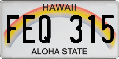 HI license plate FEQ315