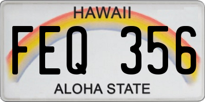 HI license plate FEQ356