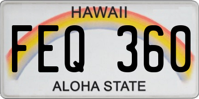 HI license plate FEQ360