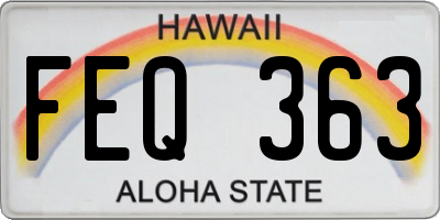 HI license plate FEQ363