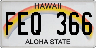 HI license plate FEQ366