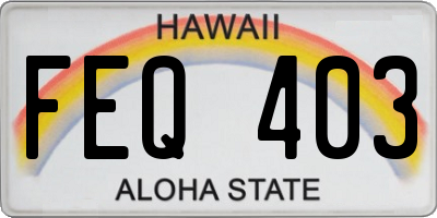 HI license plate FEQ403