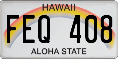 HI license plate FEQ408