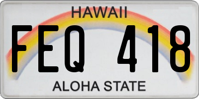 HI license plate FEQ418