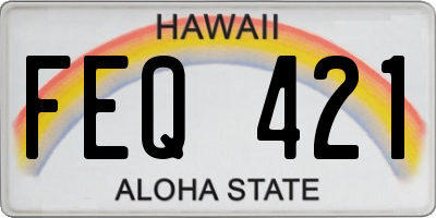 HI license plate FEQ421