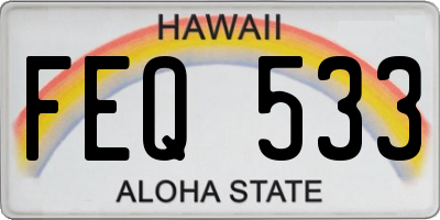 HI license plate FEQ533