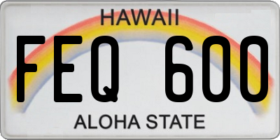HI license plate FEQ600