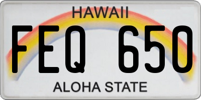 HI license plate FEQ650