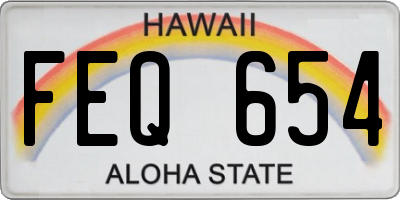 HI license plate FEQ654