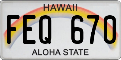 HI license plate FEQ670