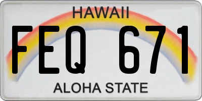 HI license plate FEQ671