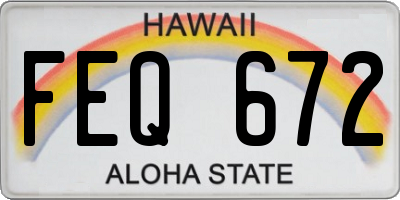 HI license plate FEQ672