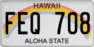 HI license plate FEQ708