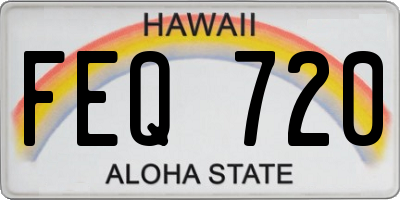HI license plate FEQ720