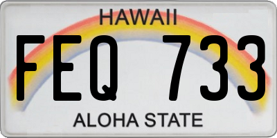 HI license plate FEQ733