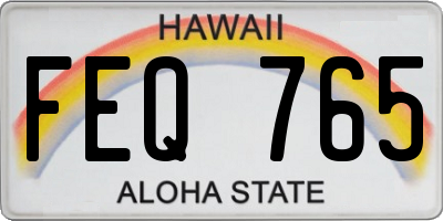 HI license plate FEQ765
