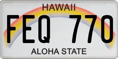 HI license plate FEQ770