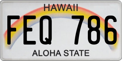HI license plate FEQ786