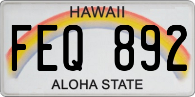 HI license plate FEQ892