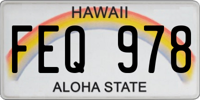HI license plate FEQ978