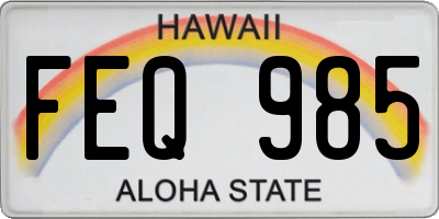 HI license plate FEQ985