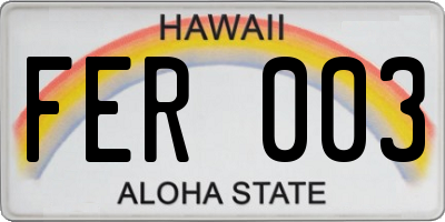 HI license plate FER003